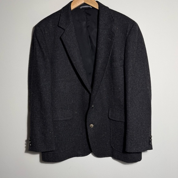 Haggar Black Sport Coat 100% pure wool size 42S - Picture 2 of 13